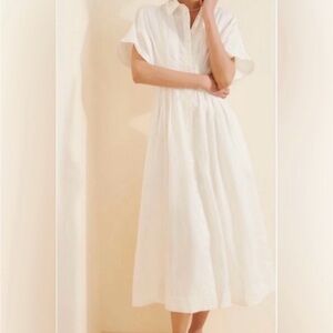 Anthropologie Exquise ivory linen Women's Midi Dress - Elegant  size 2X NWOT